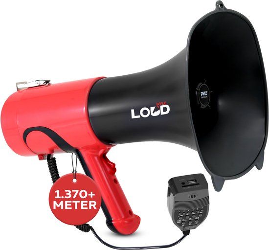 Pyle Draagbare Megafoon met Bluetooth – 100W Bullhorn Luidspreker met Sirene, Stemvervormer, Instelbaar Volume en Bereik tot 1350 m