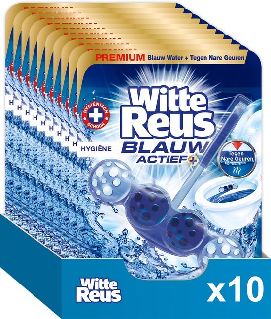 Witte-Reus Blauw Actief Hygiëne Toiletblok - WC Blokje Voordeelverpakking - 10 Stuks