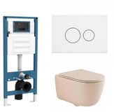 QeramiQ Dely Swirl Toiletset - Hangend toilet - Inbouwreservoir - Keramiek - Beige