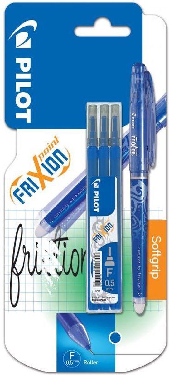 Pilot Frixion Rollerball Pen - Blue - 0.5mm + 3 Refills