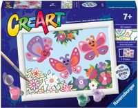 Ravensburger CreArt E-serie Classic paillettes papillons, jeu de peinture par numéro, contient une planche pré-imprimée, un pinceau, des couleurs et des accessoires, jeu créatif pour enfants de 7 ans