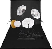 vidaXL Fotostudioset met lampen, paraplu's, achtergrond en reflector