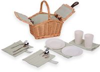 UNUS Picknickmand voor kinderen rechthoekig met servies voor 2 personen 27x20x30 cm groen