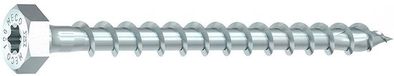 HECO TOPIX-Plus houtbouwschroef 8x60mm - zeskantkop - verzinkt - voldraad - SW-13/T-40 - 61237 (Per 100 stuks)