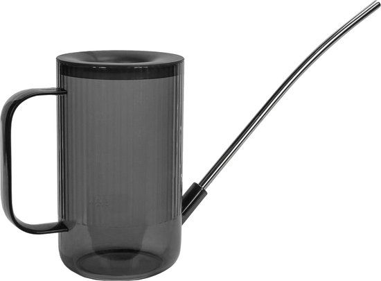 QUVIO Gieter met extra lange tuit - 1 L - Zwart, zilver en transparant