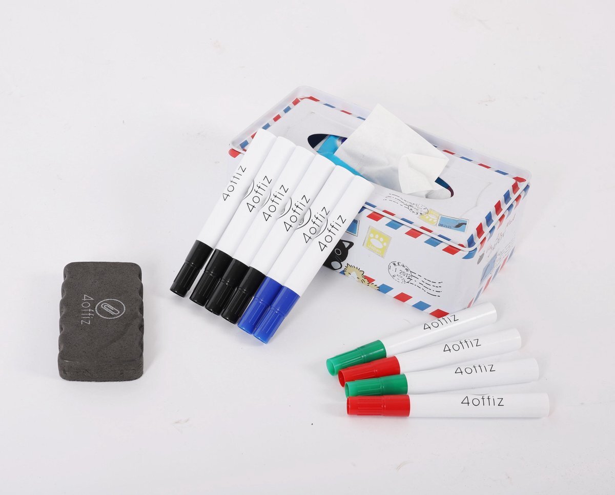 4Offiz toebehoren set whiteboard / flipover - 10 markers en een wisser