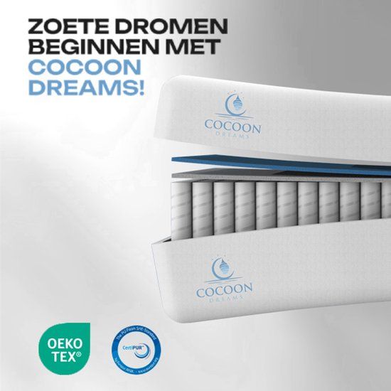 Cocoon Dreams Matras - 90x200 cm - Hotel XXL - PREMIUM - 7 zone - Pocket Matras - 20CM - Anti-allergie - Afritsbaar / Wasbaar - Stevig