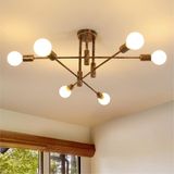 Comely Industriële Sputnik Kroonluchter 6-Lichts E27 Vintage Metalen Plafondlamp Verstelbare Hoek Hanglamp Brons voor Woonkamer Slaapkamer Keuken Eetkamer, 72CM