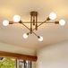 Comely Industriële Sputnik Kroonluchter 6-Lichts E27 Vintage Metalen Plafondlamp Verstelbare Hoek Hanglamp Brons voor Woonkamer Slaapkamer Keuken Eetkamer, 72CM