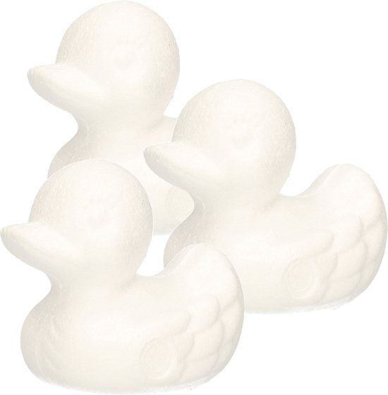 3x Piepschuim eendjes 7 cm - Hobby knutselmateriaal - Wit - Pasen