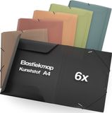 ACROPAQ - 6 x Elastomap A4 – Documentenmap met elastiek – Rugbreedte 2,5 cm – Water