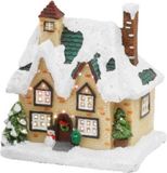 Merkloos / Sans marque Kaemingk B.V. Kerstdorp - kersthuisjes - huisje met verlichting - 9 x 11 x 12,5 cm - Polyresin - Multi