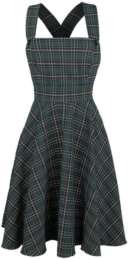 Hell Bunny Peebles Pinafore Dames Midi-jurk - groen - L