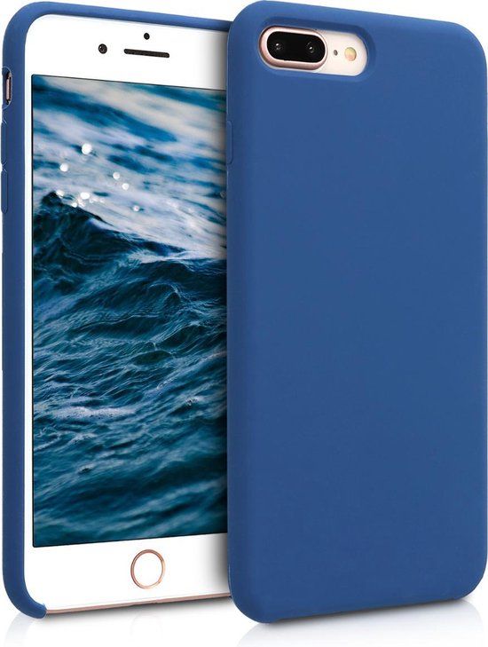kwmobile iPhone 7 Plus / 8 Plus Hoesje - Marineblauw - Siliconen Back Cover