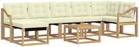 vidaXL Hoek loungeset Wit en crème Acacia hout 7 zitplaatsen