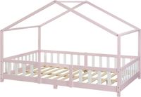 en.casa Kinderbed Treviolo huisbed 120x200 cm roze en wit