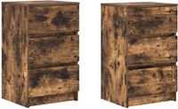 vidaXL Nachtkastjes met 3 lades, 2 stuks, 39x35x65 cm, gerookt eikenkleurig