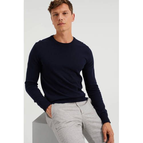 WE Fashion trui van katoenmix royal navy