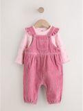 Next - Meisjes - 2-delige babyset van corduroy tuinbroek en rompertje - Roze