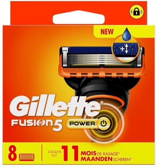 Gillette Fusion 5 Scheerapparaat Power Precisie Trimmer Comfort Guard met Microribbels Oranje Blauw