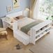 Enfant Bed 120x200 Cm With Desk And Storage - Combined Wood Bed With Slatted Base And Chest - Modern And Modular Design - White