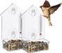Relaxdays Vogelvoederhuisje Raam - Set van 2 - Met Thermometer - 17x11,5x5 cm