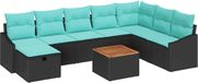 vidaXL Tuinbankenset 9 st Zwart poly rattan