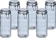 Zeller Voorraadpotten/bewaarpotten - 6x - 1L - Glas - Lichtgrijs - Beugelsluiting