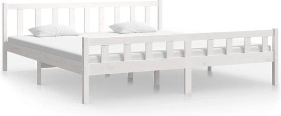 vidaXL Bedframe massief hout wit 160x200 cm