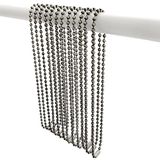 Douchegordijnhaken, lang, 70 cm, douchegordijnringen, spa-kwaliteitslook, antiek nikkel geplateerd staal, kogelketting, 12 stuks