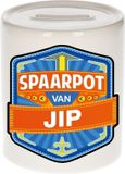 Bellatio Decorations Kinder spaarpot met naam - Jip - keramiek - met dop - wit