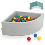 KiddyMoon Schuim Ballenbak Voor Kinderen Met Ballen Ø 7 Cm Gemaakt In EU, Lichtgrijs:Geel-Groen-Blauw-Rood-Oranje,90X30cm/300 Ballen