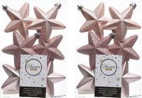 Decoris Kersthanger Sterren - 12 stuks - Lichtroze - 7 cm - Kunststof