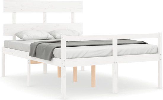 vidaXL Seniorenbed met hoofdbord massief hout wit