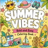 Cozy Summer Vibes: Cute and Easy Coloring Book for Adults and Teens with Relaxing Beach, Ocean and Vacation Scenes