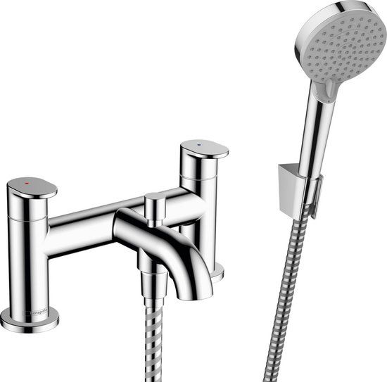 Hansgrohe Vernis badkraan 2-gats badrand met doucheset, chroom