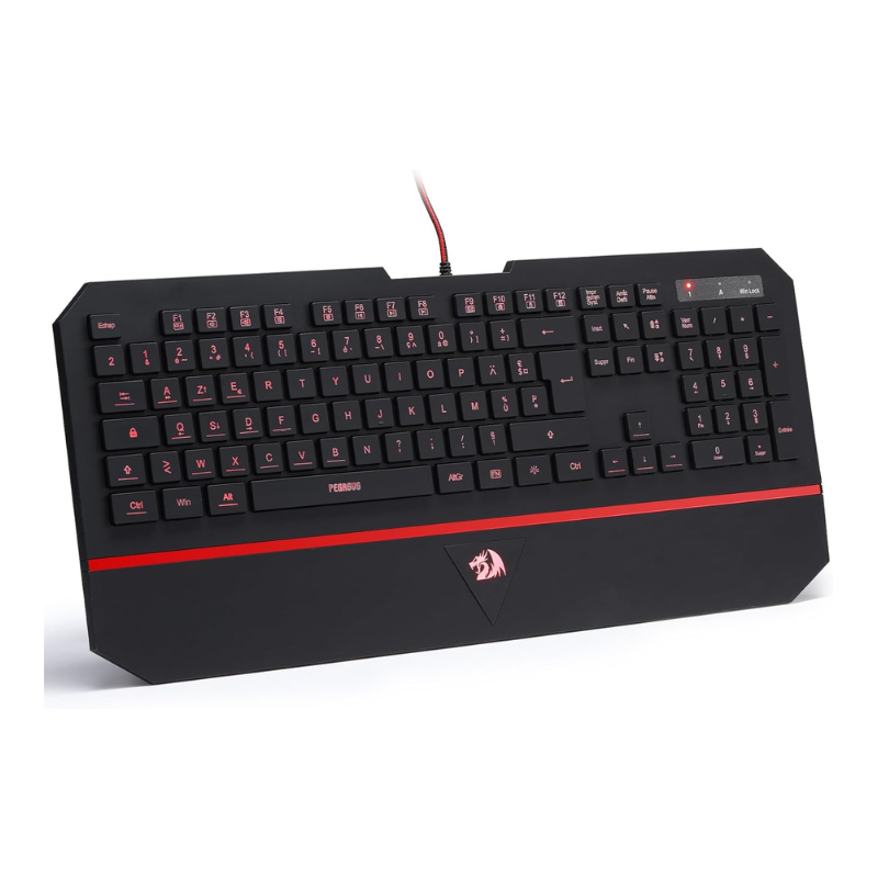 Redragon K502 Bedraad membraantoetsenbord met polssteun, multimediatoetsen, slank, duurzaam, stil, ergonomisch, AZERTY FR