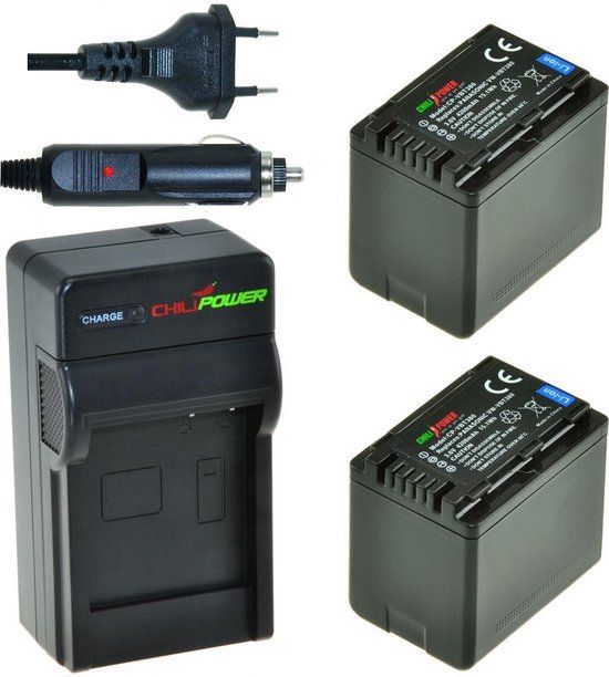 ChiliPower 2 x VW-VBT380 Accu's voor Panasonic - Incl. Oplader & Autolader - 3 Jaar Garantie
