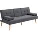 Homcom Canapé Convertible 3 Places, Canapé-lit Rembourré Avec Dossier Réglable 3 Niveaux, 2 Coussins Et 2 Porte-gobelets Intégrés, Tissu De Lin, Pour Salon, Chambre D'Amis, Petit Espace, Gris Foncé