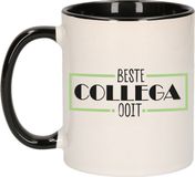 Bellatio Decorations Cadeau mok voor collega - beste collega ooit - groen/zwart - keramiek - 300 ml