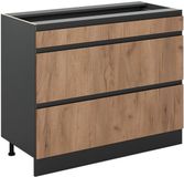 Vicco Keukenonderkast R-Line, Goudkleurig Eiken/Antraciet, 100 cm zonder werkblad