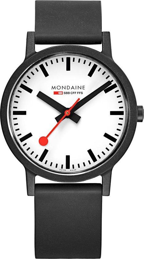 Essence 41 mm Heren Horloge - Zwart Rubber - Wit Wijzerplaat - Quartz