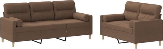 vidaXL 2-delige Loungeset met kussens stof bruin