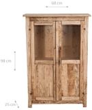 BISCOTTINI Kleine Vitrinekast NINA - Boekenkasten Massief lindehout - Natuurlijke Afwerking - 68x25x98 cm
