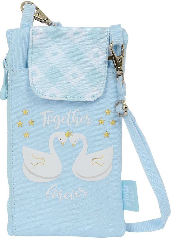 Glow Lab Cisnes Telefoontasje - Blauw - Dames - Canvas/Bamboe/Gerecycled Materiaal