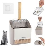 Litière pour chat - 3 pièces - pelle à litière en métal - pelle et balayette - avec fonction de tamisage et crochet de suspension