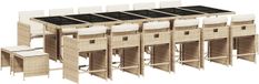 vidaXL 17-delige Tuinset met kussens Poly rattan Beige