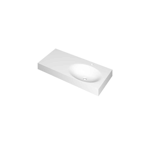 Ink Smooth wastafel - 100x45x9cm - 1 wasbak rechts - 1 kraangat - polystone wit mat 3407431