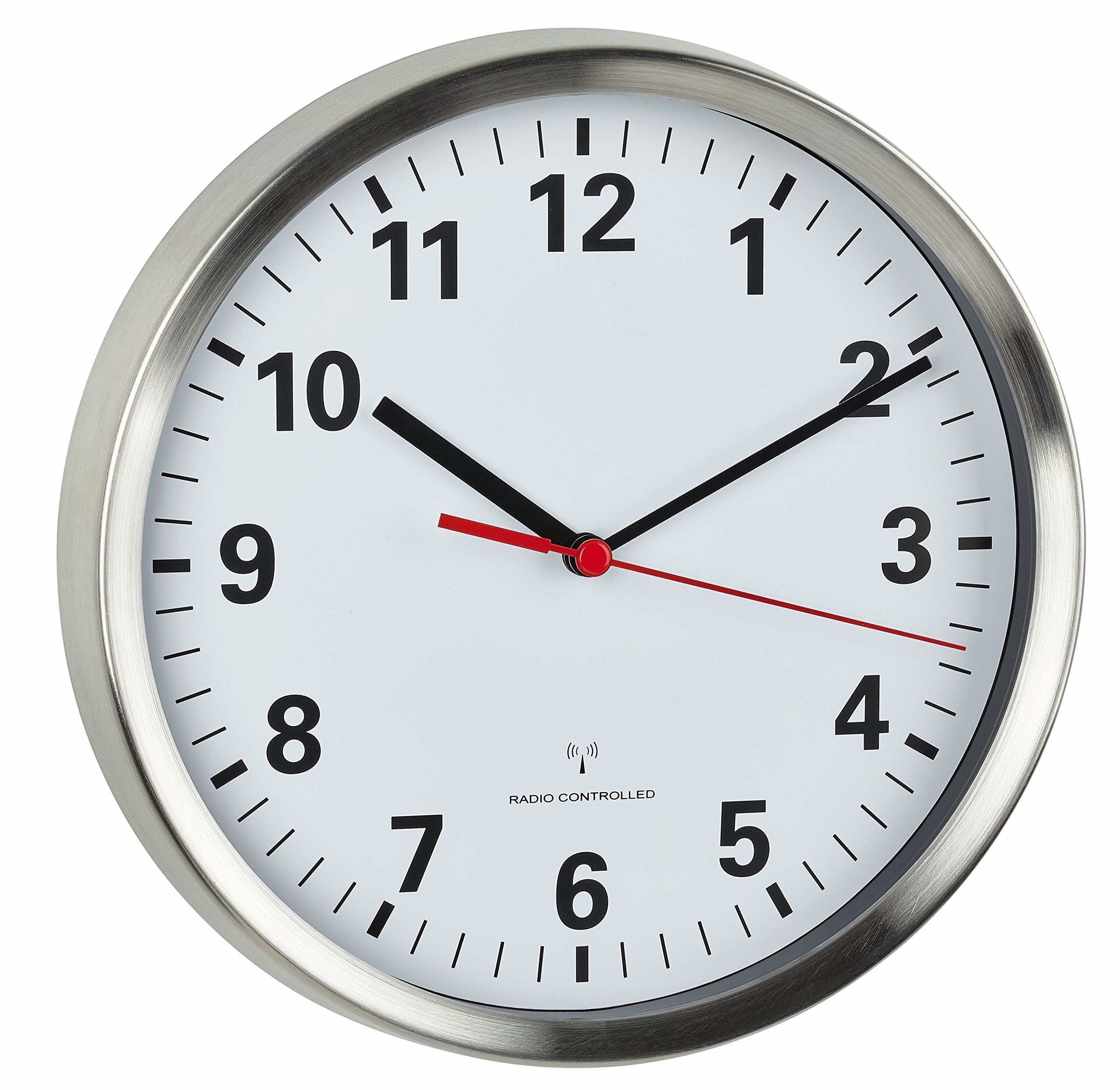 TFA 60.3529.02 Funk Wanduhr 22 cm x 4.5 Aluminium Schleichendes Uhrwerk
