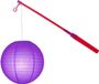 Merkloos Lampionstokje 40 cm - met lampion - paars - D25 cm